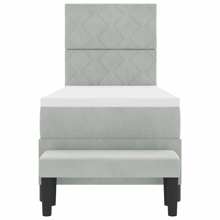 Pat cu arcuri cu headboard Gri deschis 200 x 80 cm Catifea - WALTI WALTI