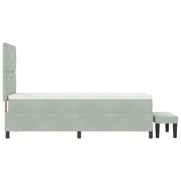 Pat cu arcuri cu headboard Gri deschis 200 x 80 cm Catifea - WALTI WALTI