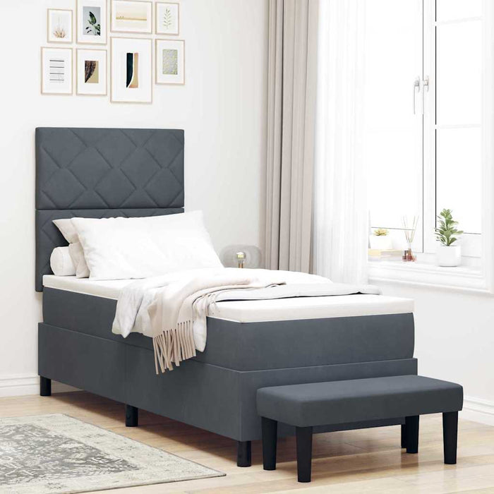 Pat cu arcuri cu headboard Gri închis 200 x 80 cm Catifea WALTI