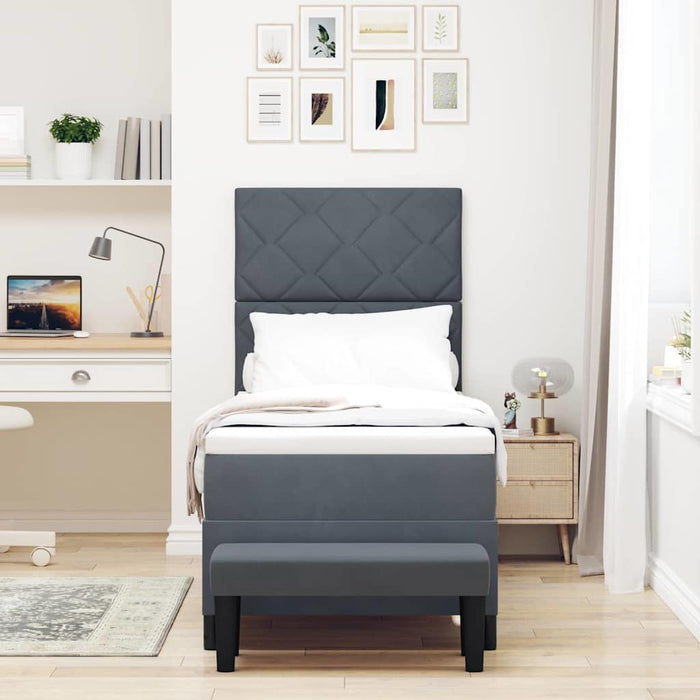 Pat cu arcuri cu headboard Gri închis 200 x 80 cm Catifea WALTI