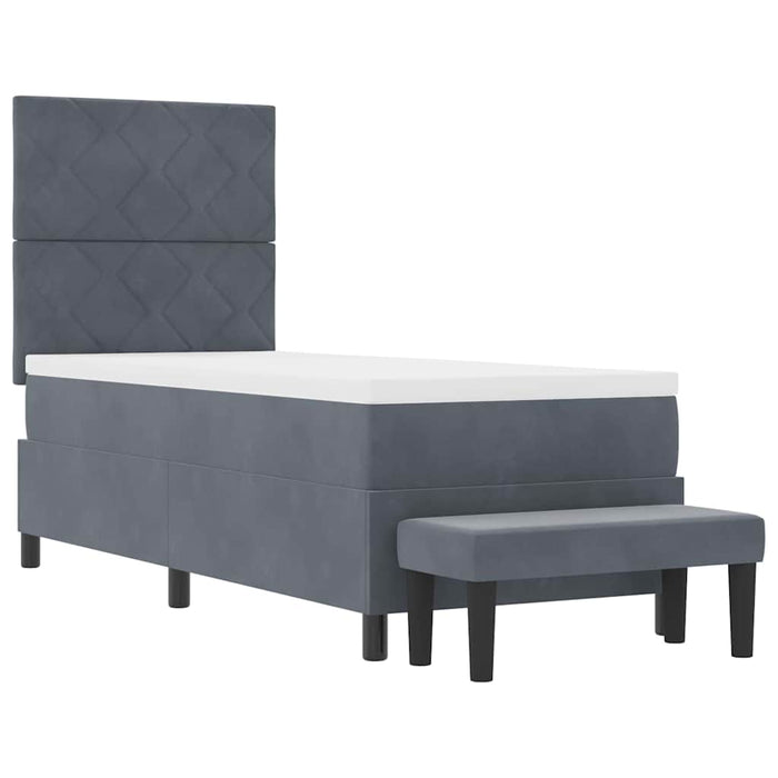 Pat cu arcuri cu headboard Gri închis 200 x 80 cm Catifea WALTI