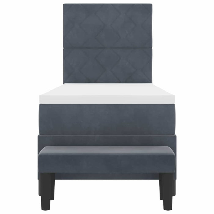 Pat cu arcuri cu headboard Gri închis 200 x 80 cm Catifea WALTI
