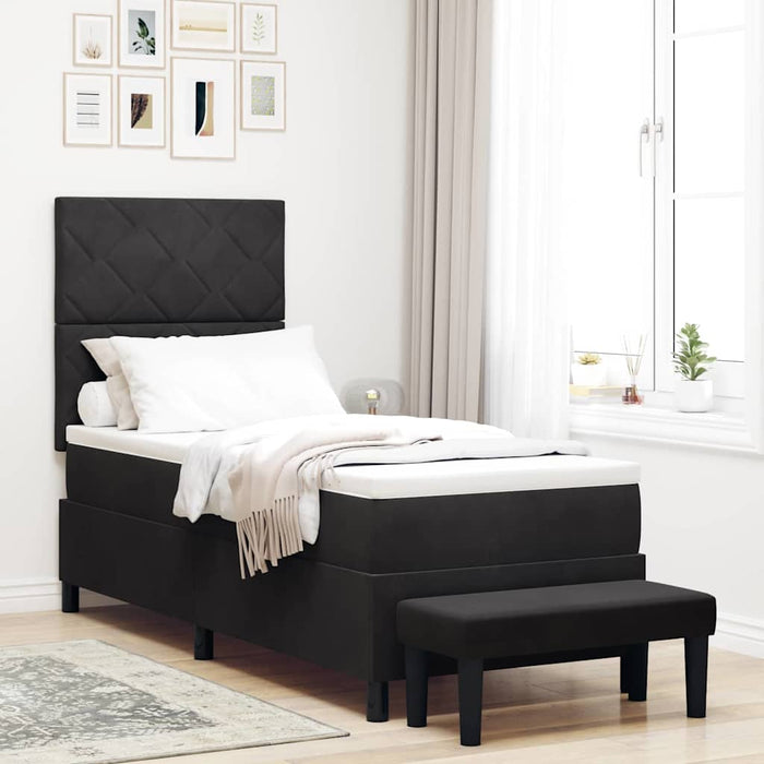 Pat cu arcuri cu headboard Negru 200 x 80 cm Catifea - WALTI WALTI