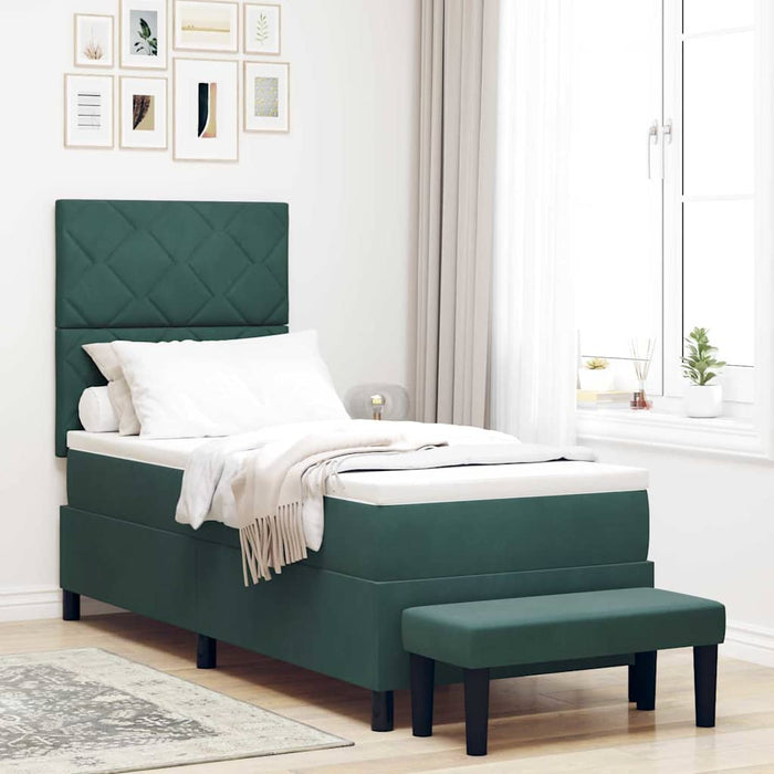 Pat cu arcuri cu headboard Verde închis 200 x 80 cm Catifea WALTI