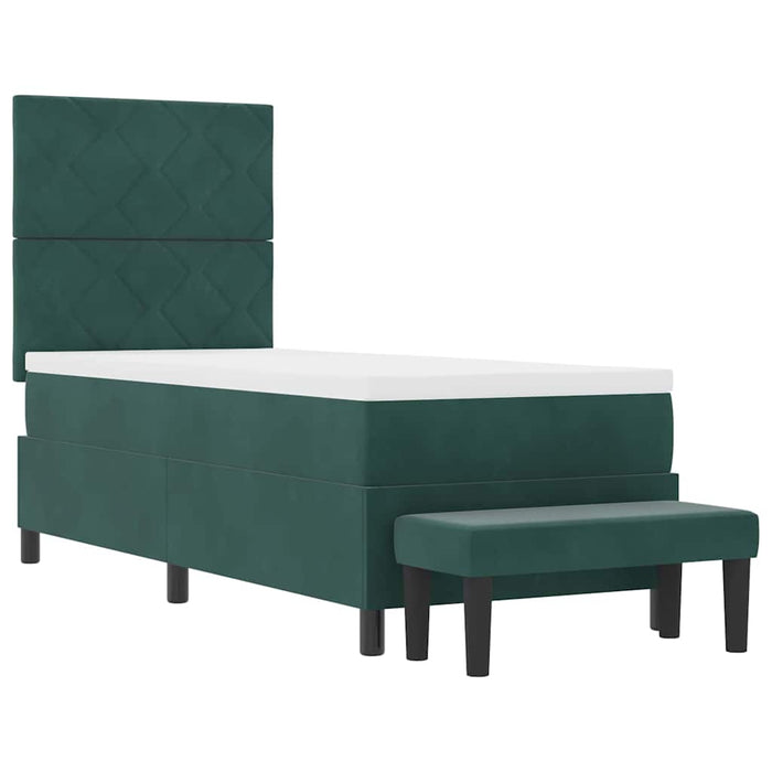 Pat cu arcuri cu headboard Verde închis 200 x 80 cm Catifea WALTI