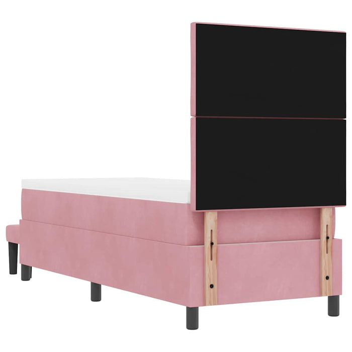 Pat cu arcuri cu saltea cu headboard Roz 80 x 200 cm Catifea - WALTI WALTI