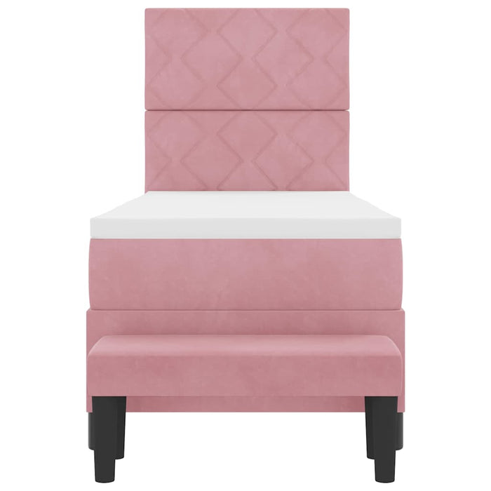 Pat cu arcuri cu saltea cu headboard Roz 80 x 200 cm Catifea - WALTI WALTI