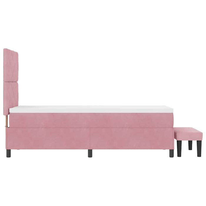 Pat cu arcuri cu saltea cu headboard Roz 80 x 200 cm Catifea - WALTI WALTI
