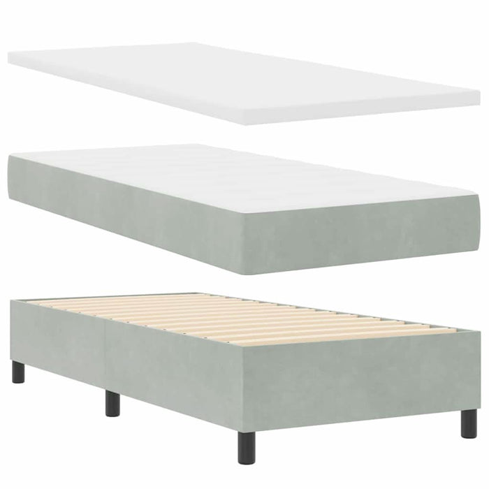 Pat cu arcuri cu saltea Gri deschis 90 x 190 cm Catifea - WALTI WALTI