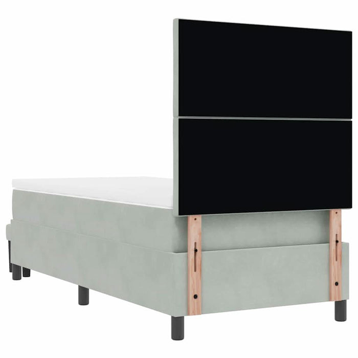 Pat cu arcuri cu saltea Gri deschis 90 x 190 cm Catifea - WALTI WALTI