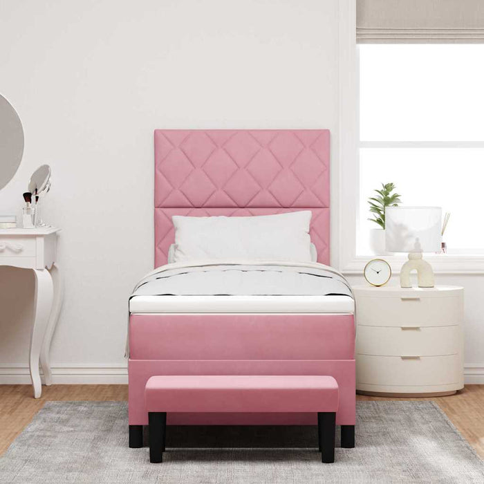 Pat cu arcuri cu headboard Roz 190 x 90 cm Catifea - WALTI WALTI