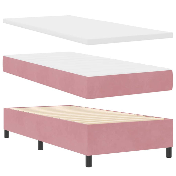 Pat cu arcuri cu headboard Roz 190 x 90 cm Catifea - WALTI WALTI