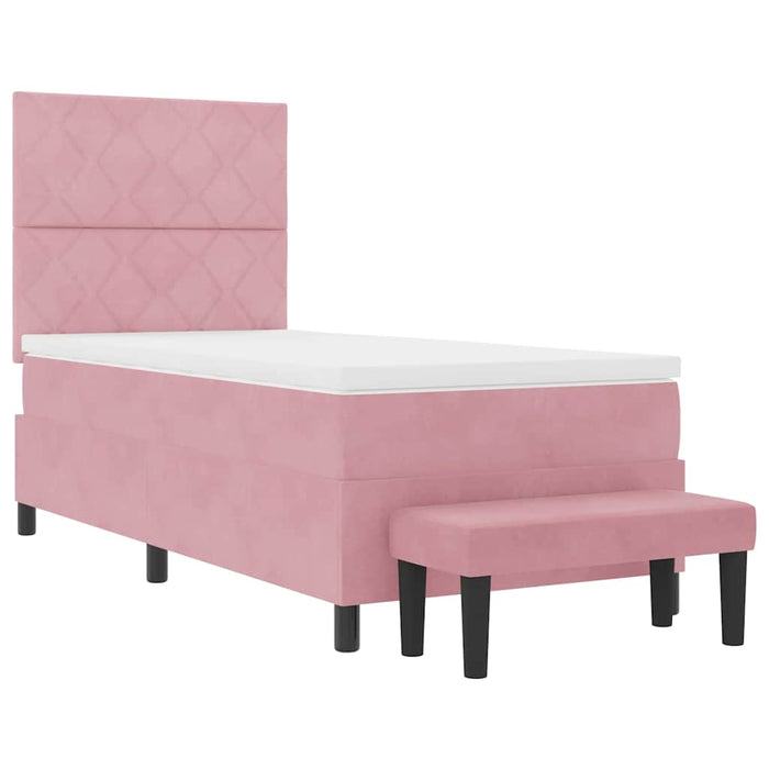 Pat cu arcuri cu headboard Roz 190 x 90 cm Catifea - WALTI WALTI