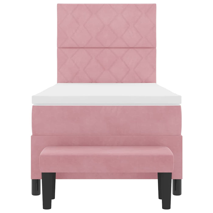 Pat cu arcuri cu headboard Roz 190 x 90 cm Catifea - WALTI WALTI
