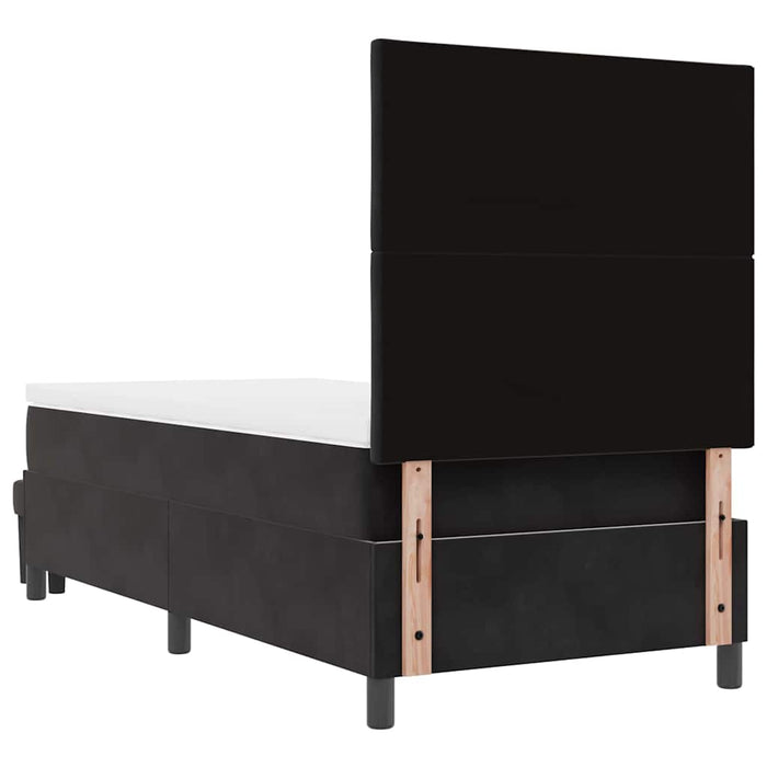 Pat cu arcuri cu headboard Negru 200 x 90 cm Catifea WALTI