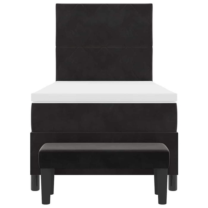 Pat cu arcuri cu headboard Negru 200 x 90 cm Catifea WALTI