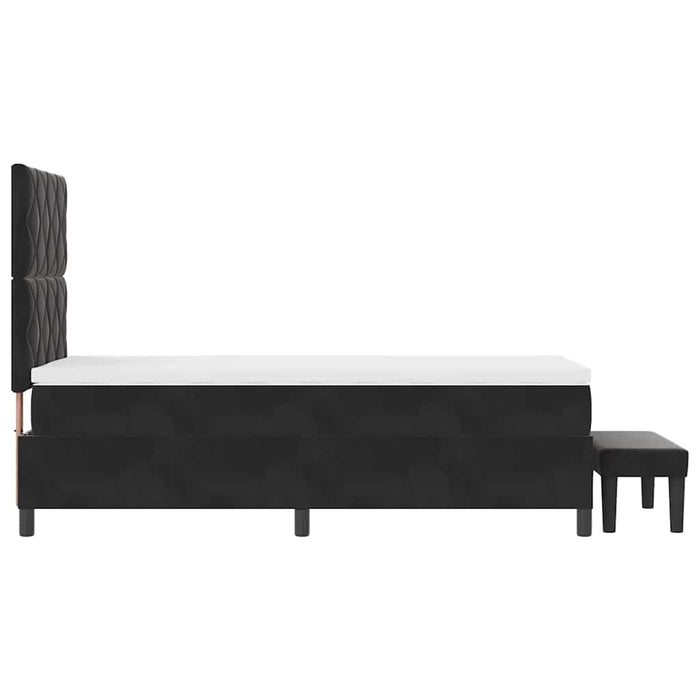 Pat cu arcuri cu headboard Negru 200 x 90 cm Catifea WALTI
