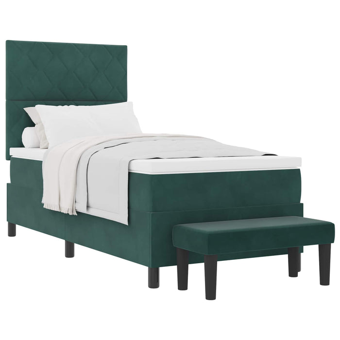 Pat cu arcuri cu headboard Verde închis 200 x 90 cm Catifea WALTI