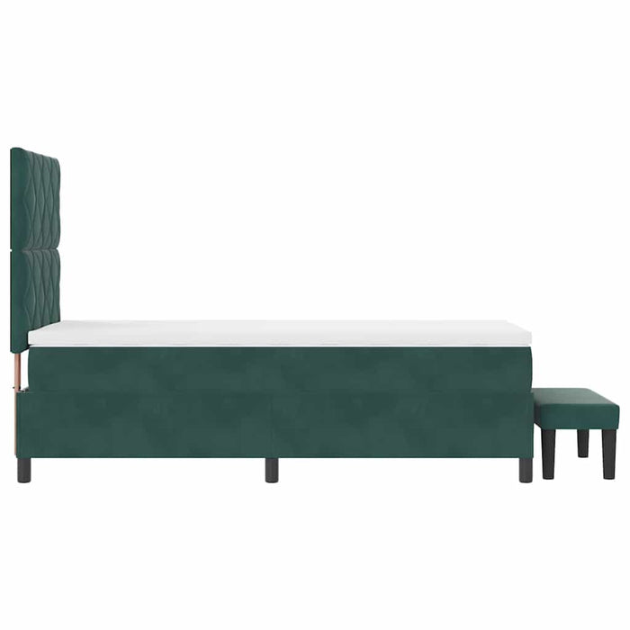 Pat cu arcuri cu headboard Verde închis 200 x 90 cm Catifea WALTI