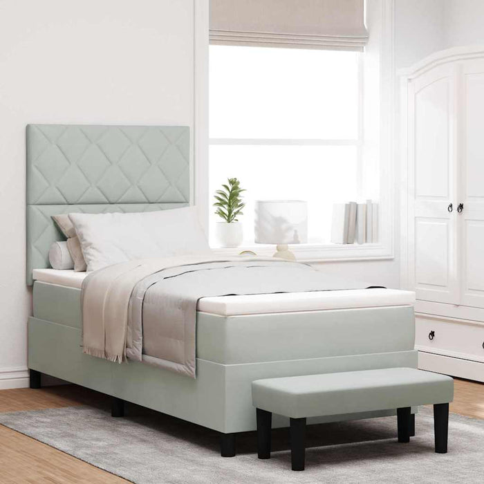 Pat cu arcuri cu headboard Gri deschis 200 x 100 cm Catifea - WALTI WALTI