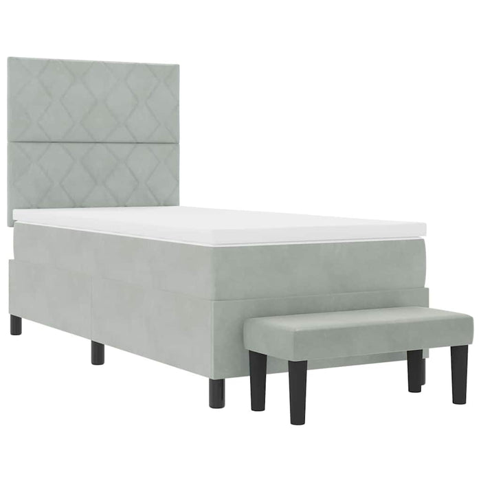 Pat cu arcuri cu headboard Gri deschis 200 x 100 cm Catifea - WALTI WALTI