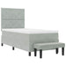 Pat cu arcuri cu headboard Gri deschis 200 x 100 cm Catifea - WALTI WALTI