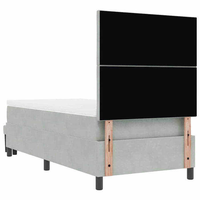 Pat cu arcuri cu headboard Gri deschis 200 x 100 cm Catifea - WALTI WALTI