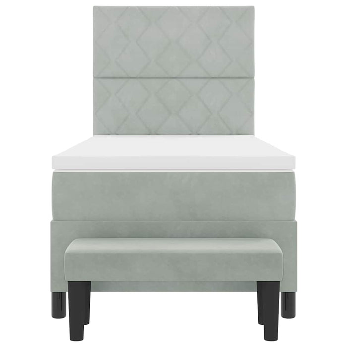 Pat cu arcuri cu headboard Gri deschis 200 x 100 cm Catifea - WALTI WALTI