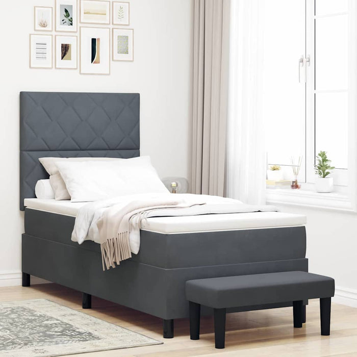 Pat cu arcuri cu headboard Gri închis 200 x 100 cm Catifea WALTI