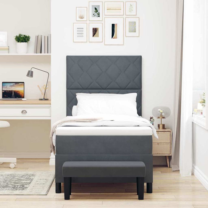 Pat cu arcuri cu headboard Gri închis 200 x 100 cm Catifea WALTI