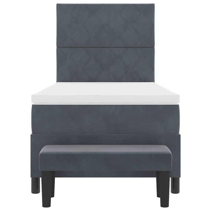 Pat cu arcuri cu headboard Gri închis 200 x 100 cm Catifea WALTI