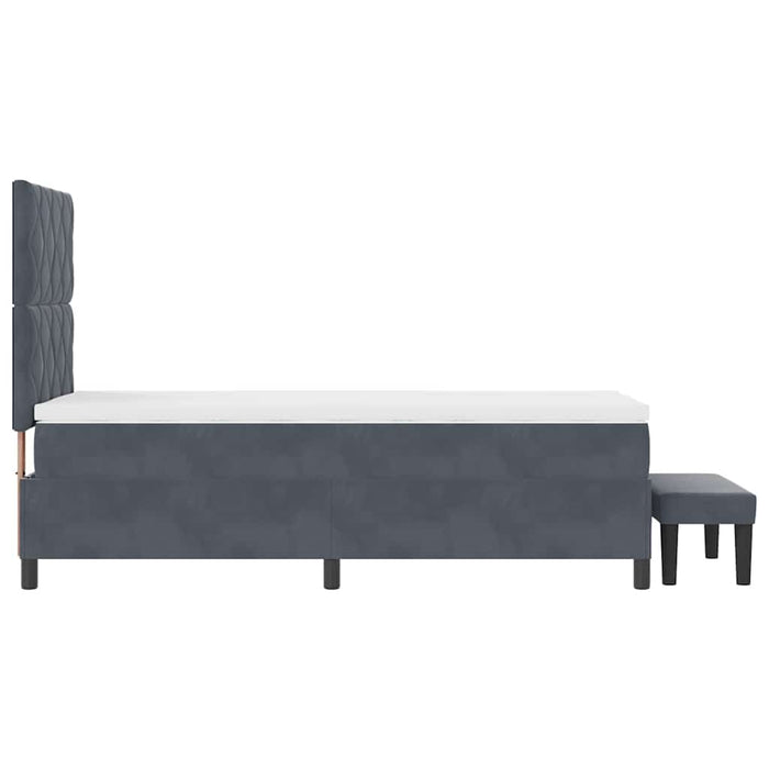 Pat cu arcuri cu headboard Gri închis 200 x 100 cm Catifea WALTI