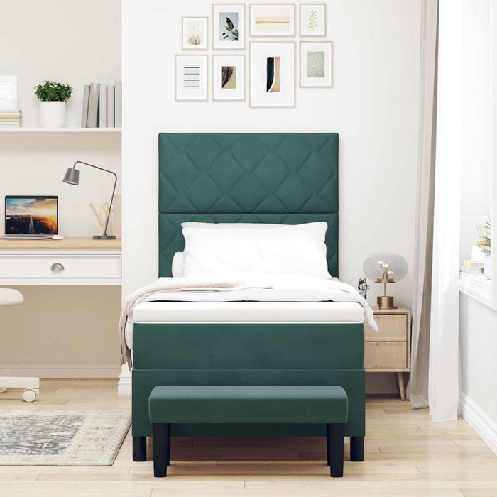 Pat cu arcuri cu headboard Verde închis 200 x 100 cm Catifea WALTI