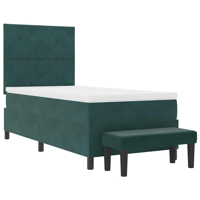 Pat cu arcuri cu headboard Verde închis 200 x 100 cm Catifea WALTI