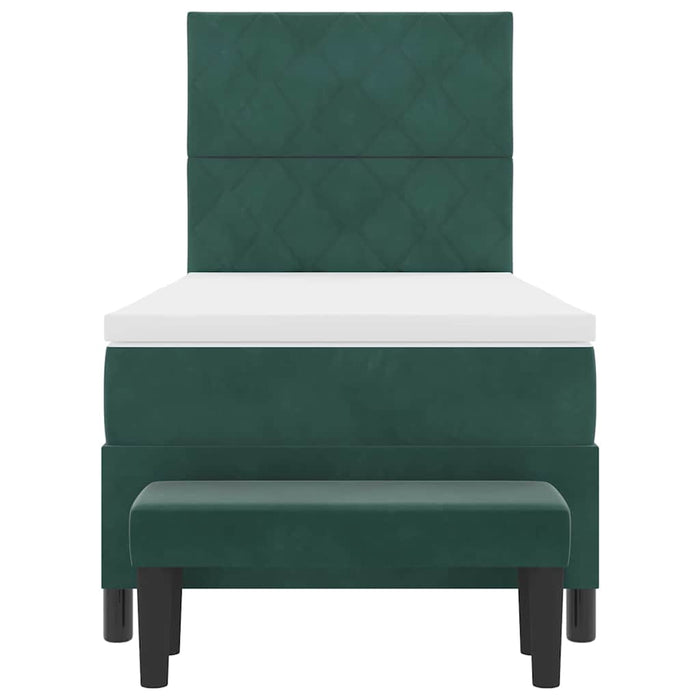 Pat cu arcuri cu headboard Verde închis 200 x 100 cm Catifea WALTI