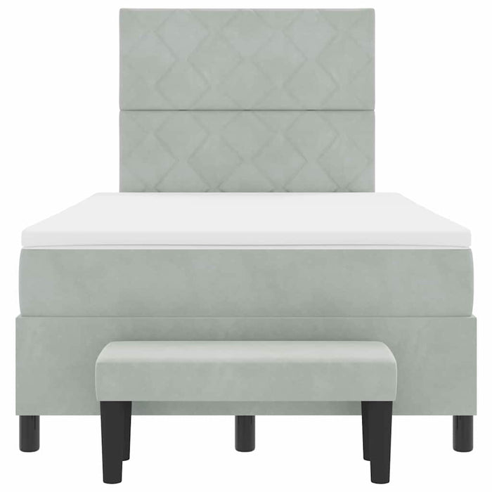 Pat cu arcuri cu headboard Gri deschis 190 x 120 cm Catifea - WALTI WALTI