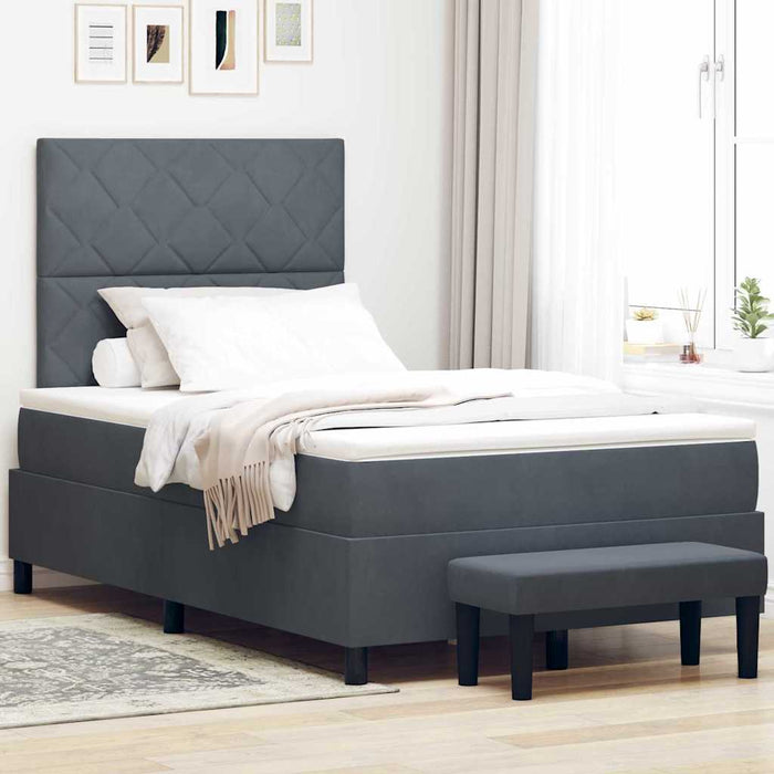 Pat cu arcuri cu headboard Gri închis 190 x 120 cm Catifea WALTI