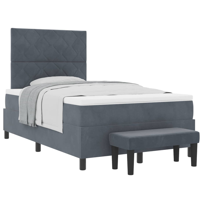 Pat cu arcuri cu headboard Gri închis 190 x 120 cm Catifea WALTI