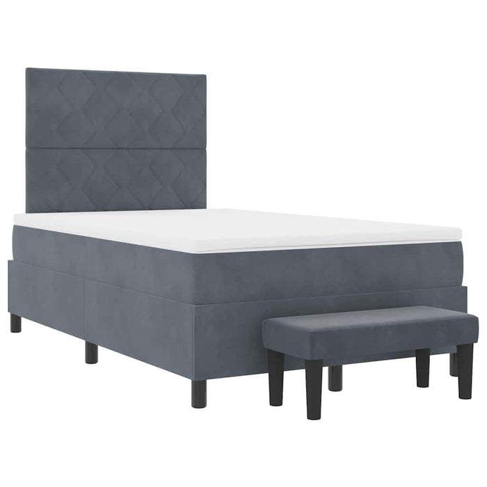 Pat cu arcuri cu headboard Gri închis 190 x 120 cm Catifea WALTI