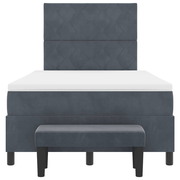 Pat cu arcuri cu headboard Gri închis 190 x 120 cm Catifea WALTI