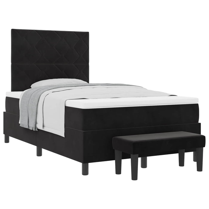 Pat cu arcuri cu headboard Negru 190 x 120 cm Catifea - WALTI WALTI