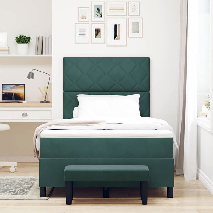 Pat cu arcuri cu headboard Verde închis 190 x 120 cm Catifea WALTI