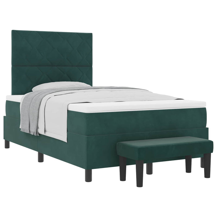 Pat cu arcuri cu headboard Verde închis 190 x 120 cm Catifea WALTI