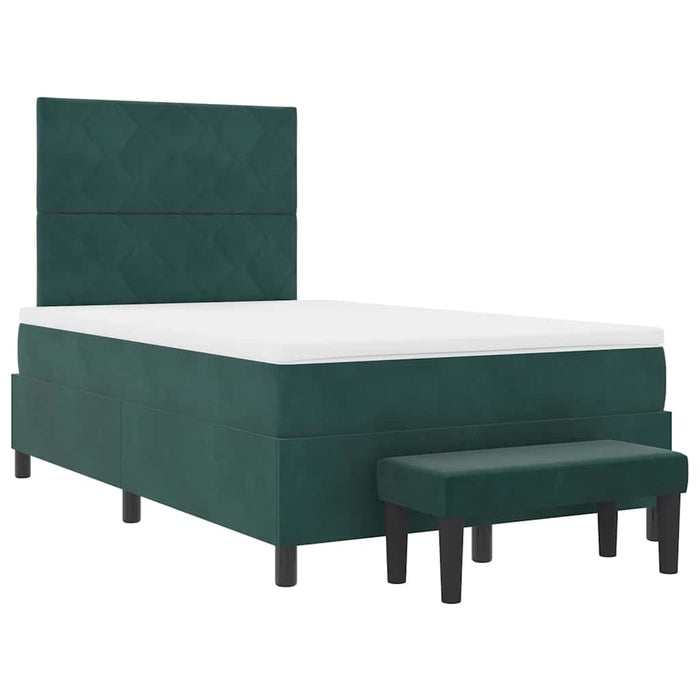 Pat cu arcuri cu headboard Verde închis 190 x 120 cm Catifea WALTI