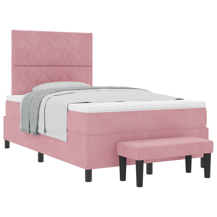 Pat cu arcuri cu headboard Roz 190 x 120 cm Catifea WALTI