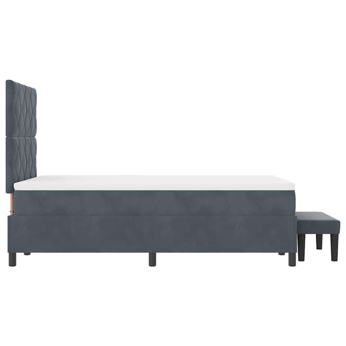 Pat cu arcuri cu headboard Gri închis 200 x 120 cm Catifea WALTI