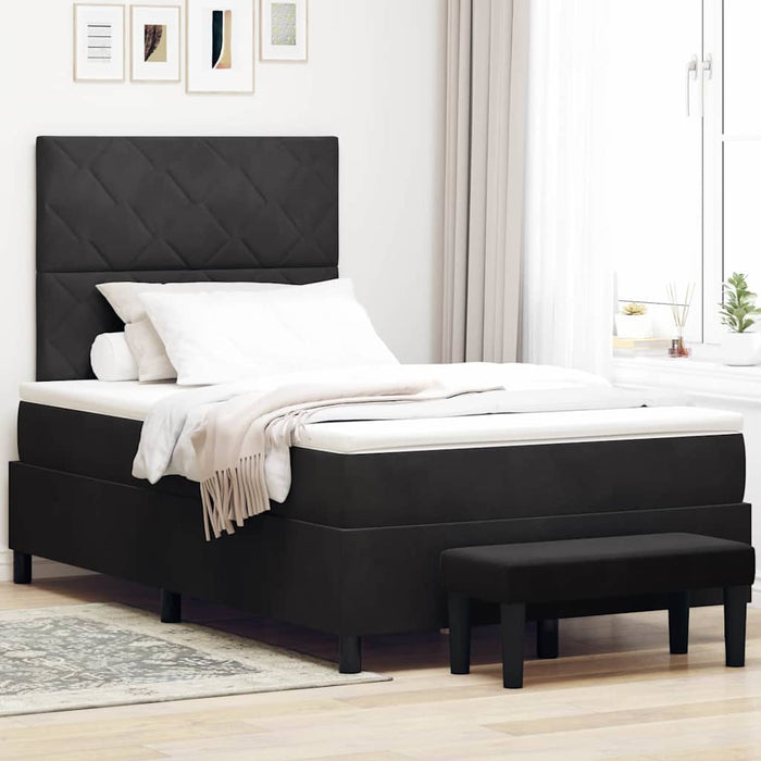 Pat cu arcuri cu saltea cu headboard Negru 120 x 200 cm Catifea - WALTI WALTI
