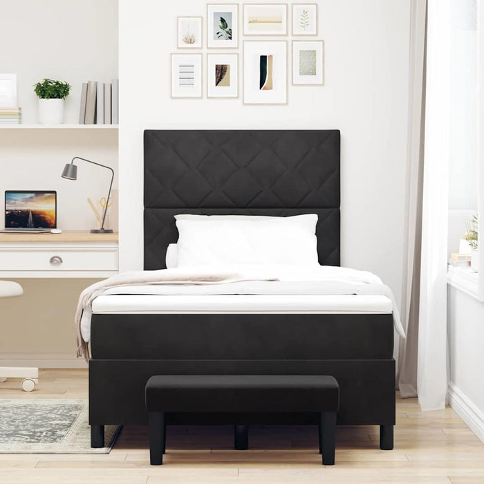 Pat cu arcuri cu saltea cu headboard Negru 120 x 200 cm Catifea - WALTI WALTI
