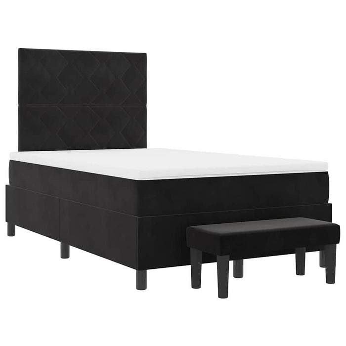 Pat cu arcuri cu saltea cu headboard Negru 120 x 200 cm Catifea - WALTI WALTI