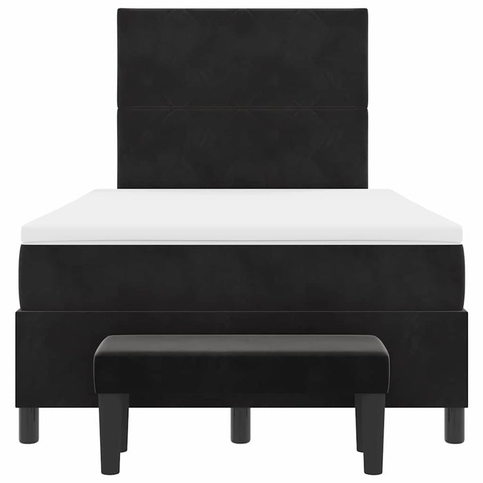 Pat cu arcuri cu saltea cu headboard Negru 120 x 200 cm Catifea - WALTI WALTI